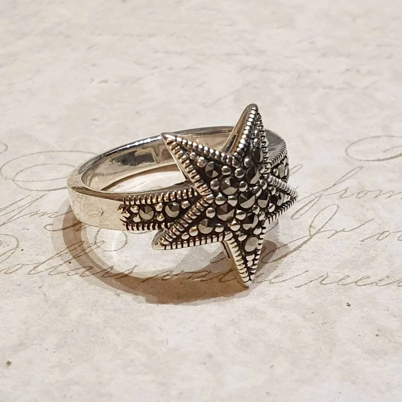 Star Ring Silver Marcasite