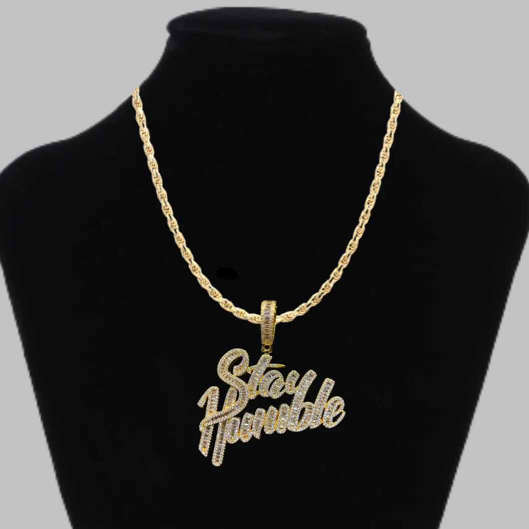 Stay Humble Iced Out Letter Diamond Pendant Necklace