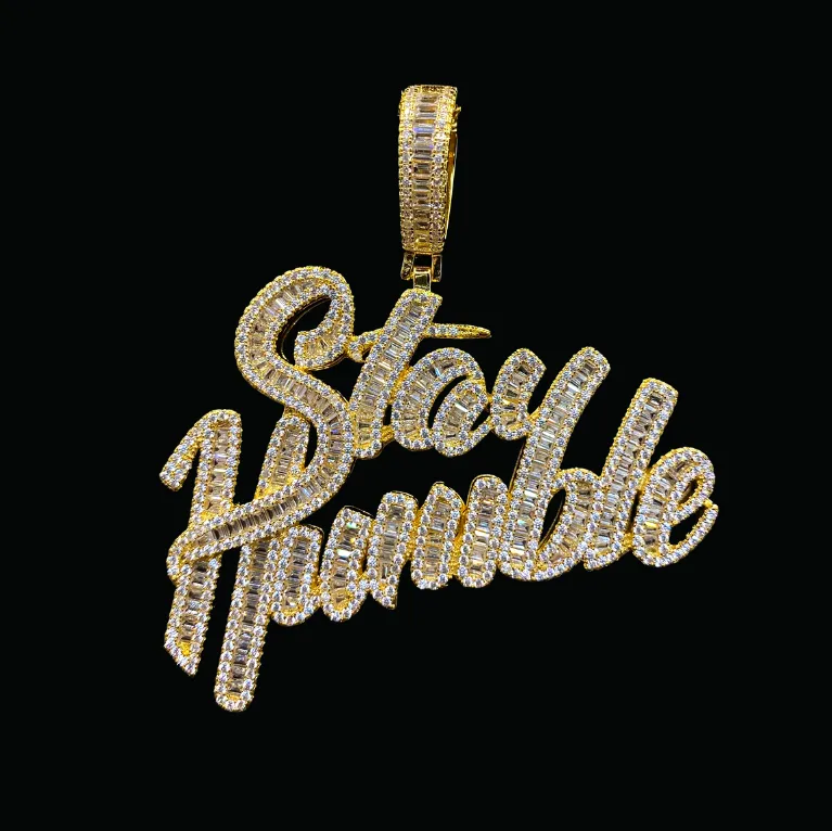 Stay Humble Iced Out Letter Diamond Pendant Necklace