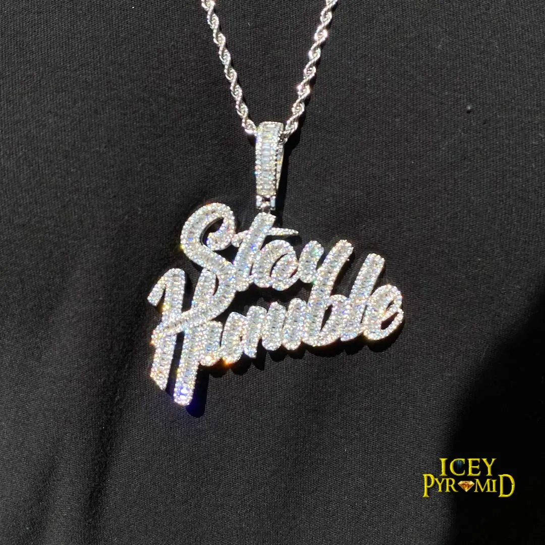 Stay Humble Iced Out Letter Diamond Pendant Necklace