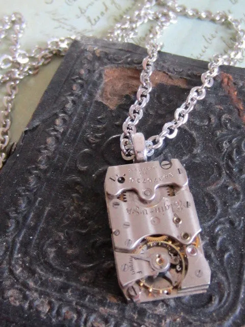 Steampunk Necklace -Bullet Proof - Recycled Jewelry made with real watch parts