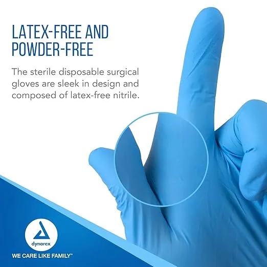 Sterile Nitrile Gloves, Textured Fingertips Blue, Pairs, 50pr/bx