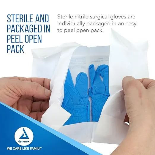 Sterile Nitrile Gloves, Textured Fingertips Blue, Pairs, 50pr/bx