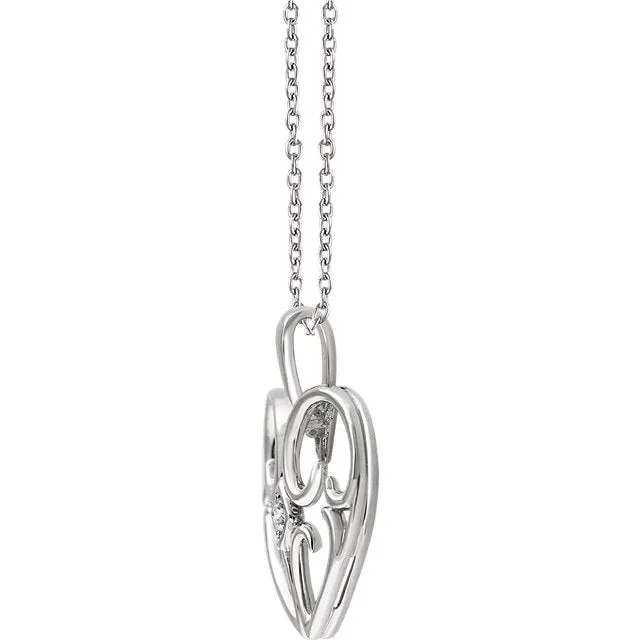 Sterling Silver .03 CT Diamond Heart 18" Necklace