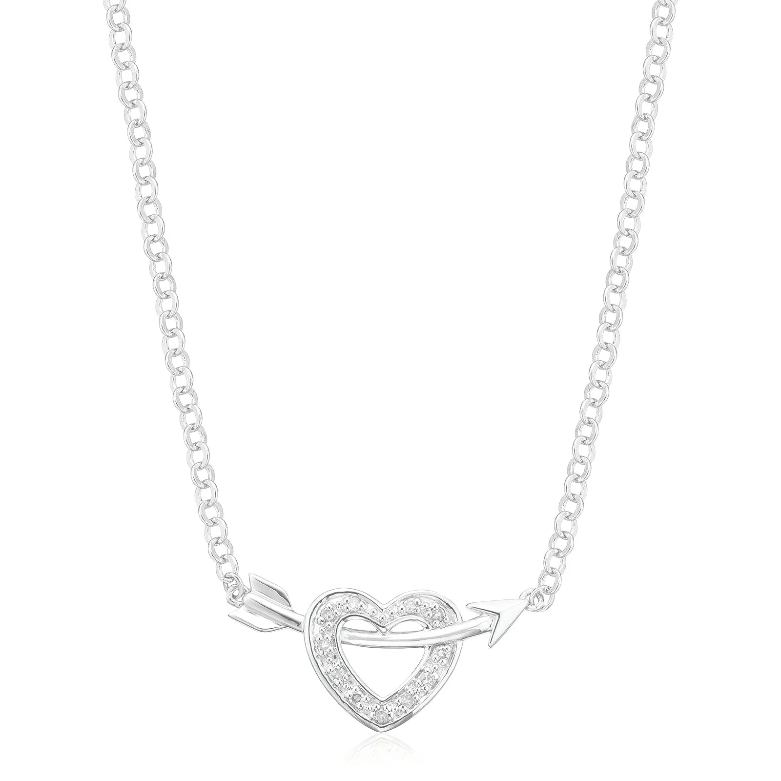 Sterling Silver 45cm with Round Cut Diamond Set Necklace