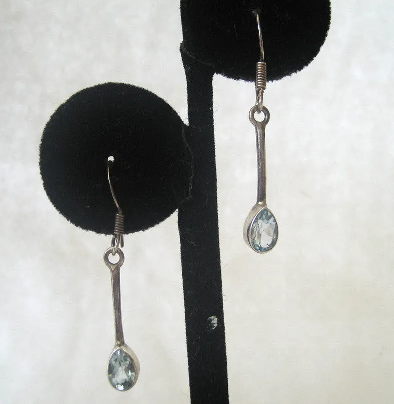 Sterling Silver Blue Topaz Drop Earrings