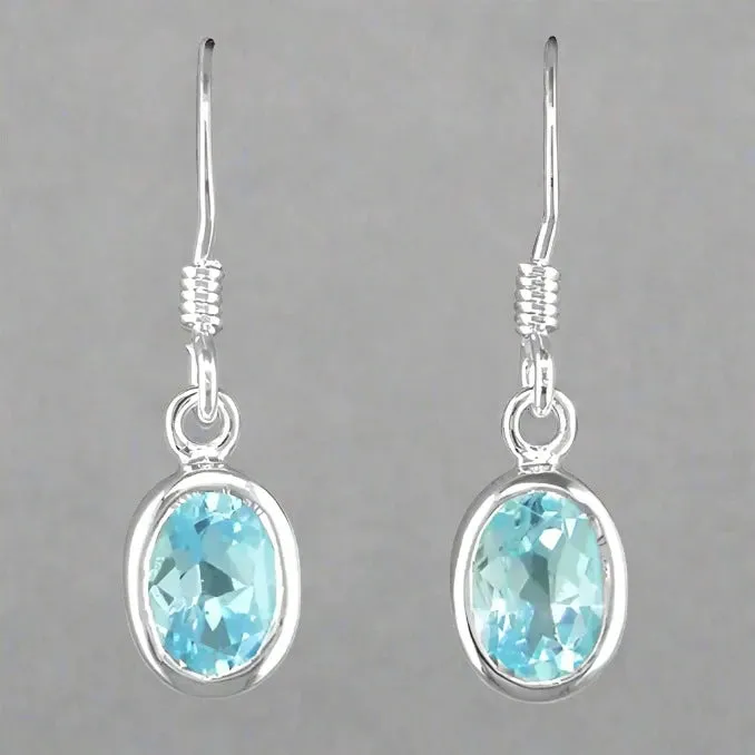 Sterling Silver Blue Topaz Drop Earrings