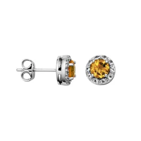 Sterling Silver Citrine and White Topaz Earrings