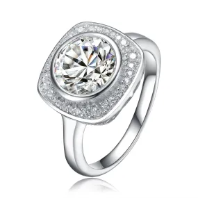 Sterling Silver Clear Cubic Zirconia Solitaire Ring