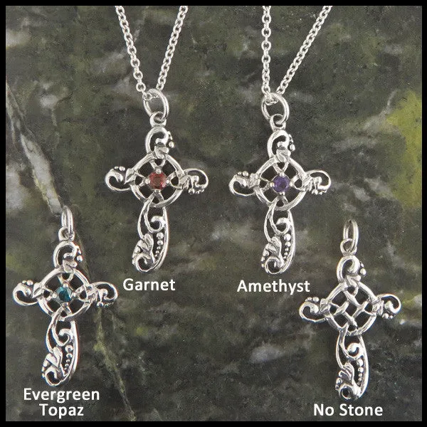 Sterling Silver Ivy Celtic Cross Pendant