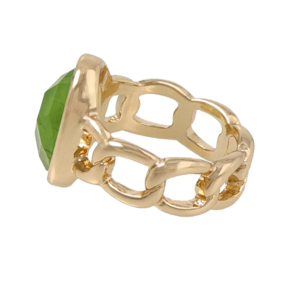 Stone Inlaid Chain Band Ring