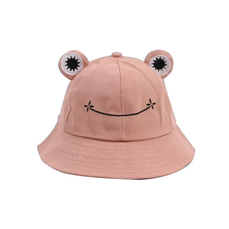 Summer Sunscreen Fisherman Cap Beach Caps Outdoor Fishing Hunting Sunhat Headwear Foldable Cotton Cute Frog Bucket Hat