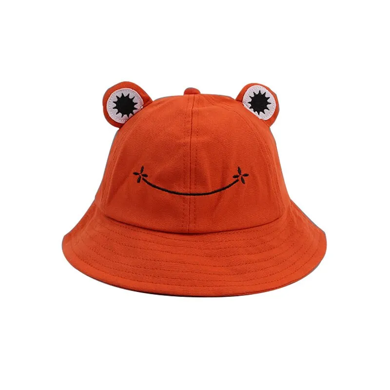 Summer Sunscreen Fisherman Cap Beach Caps Outdoor Fishing Hunting Sunhat Headwear Foldable Cotton Cute Frog Bucket Hat