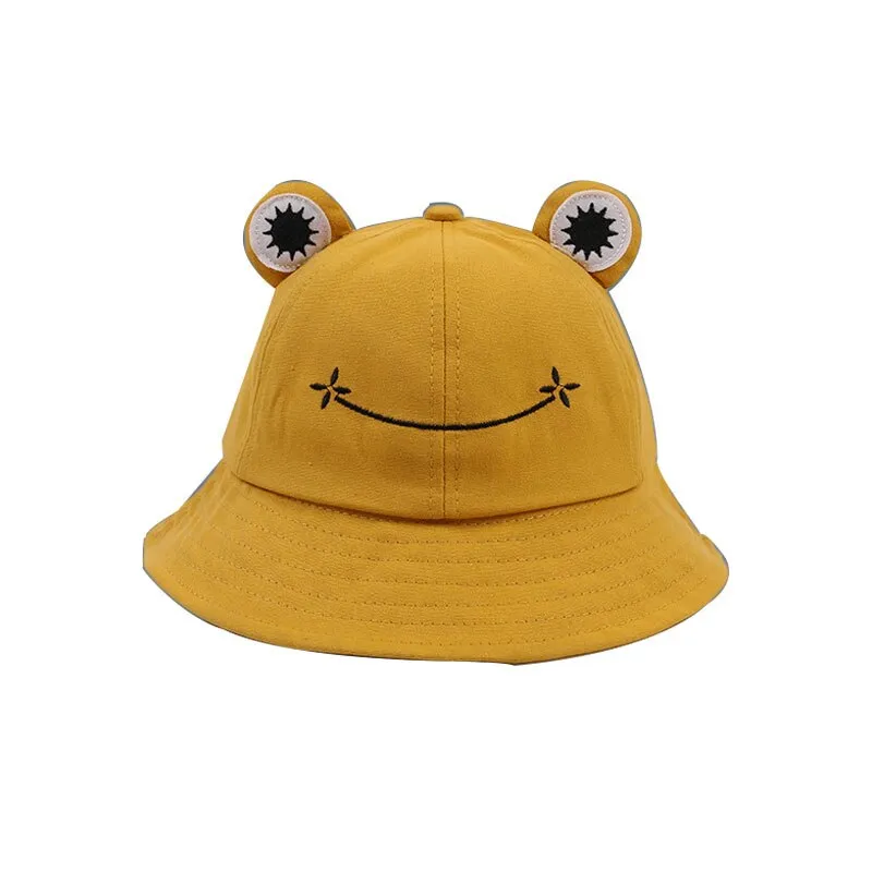 Summer Sunscreen Fisherman Cap Beach Caps Outdoor Fishing Hunting Sunhat Headwear Foldable Cotton Cute Frog Bucket Hat