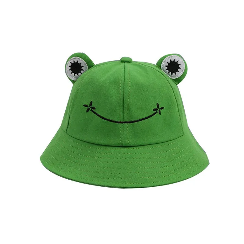 Summer Sunscreen Fisherman Cap Beach Caps Outdoor Fishing Hunting Sunhat Headwear Foldable Cotton Cute Frog Bucket Hat