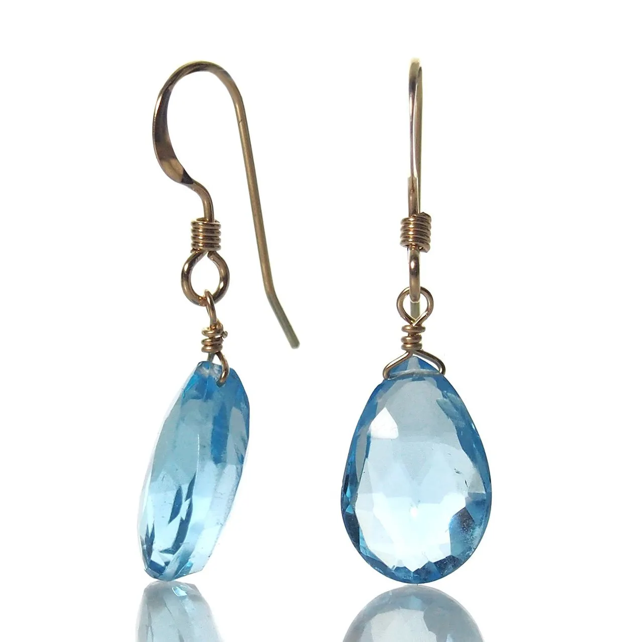 Swiss Blue Topaz Earrings with Gold Filled French Earwires