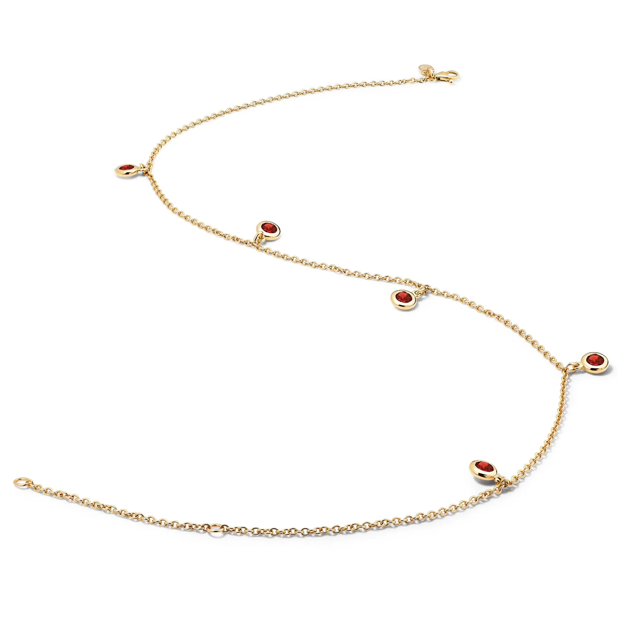 Talya Five Stone Necklace Yellow Gold - Garnet