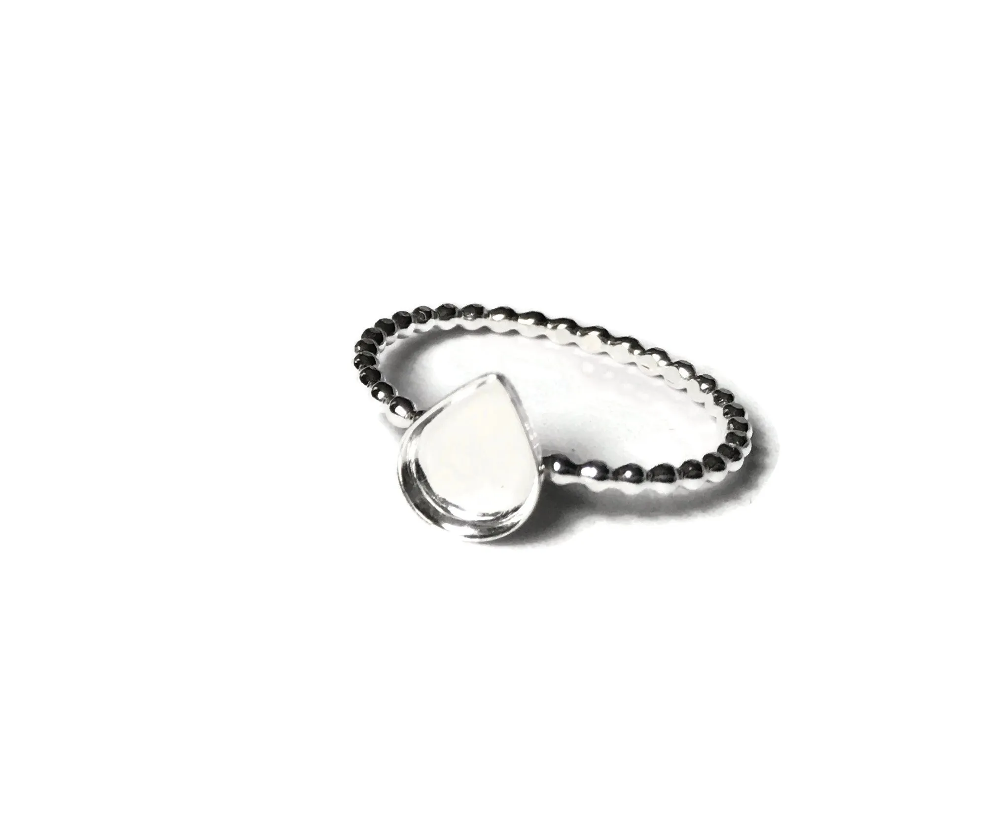 Teardrop Pear Blank Ring Setting Beaded Band | 6x8, 9x13, 10x15, 13x18, 18x25