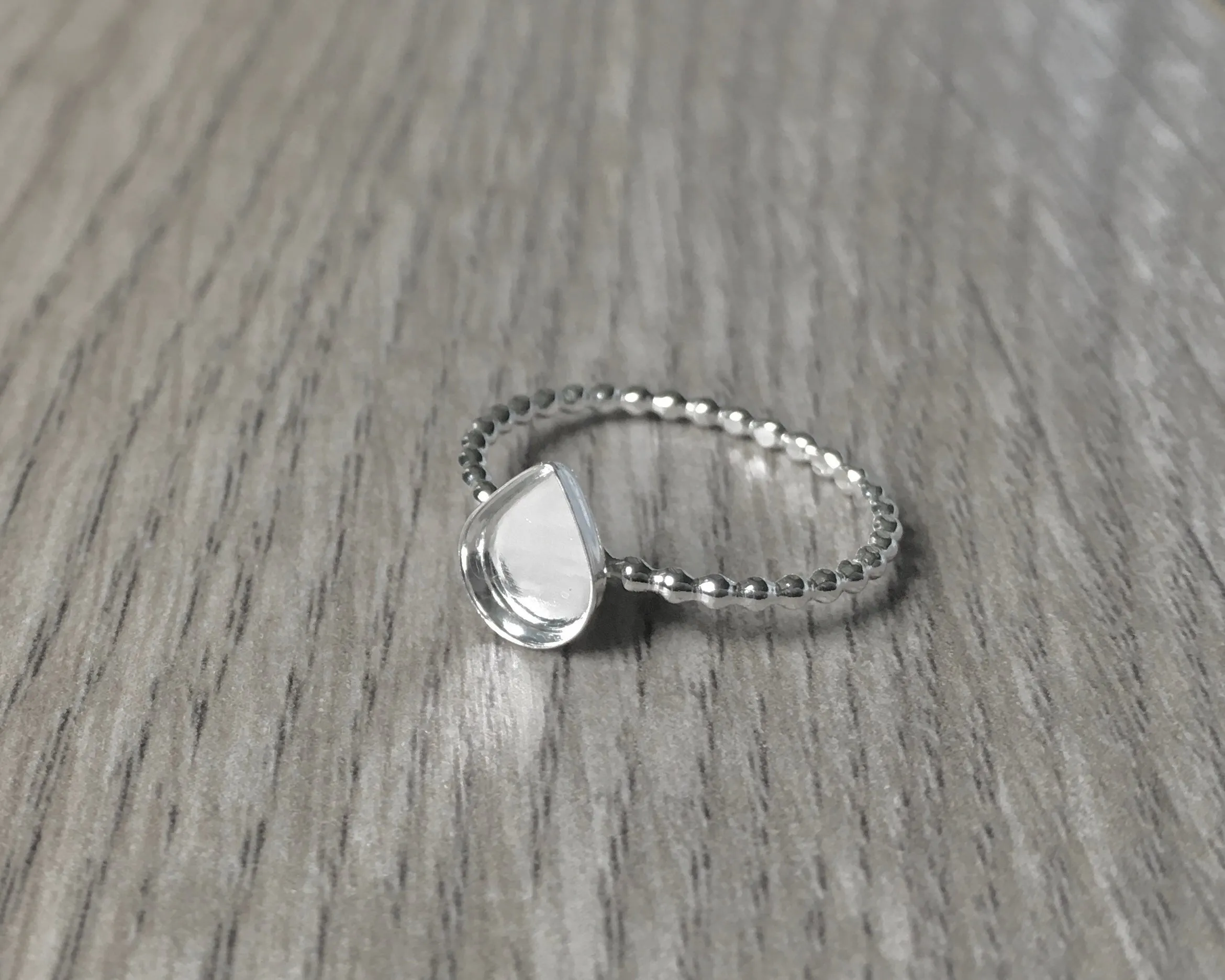 Teardrop Pear Blank Ring Setting Beaded Band | 6x8, 9x13, 10x15, 13x18, 18x25