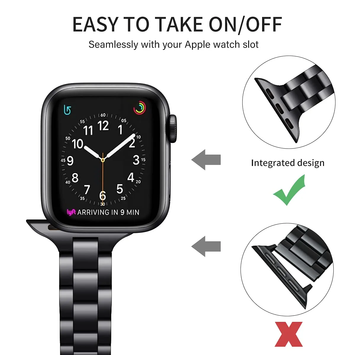 Thin Metal Band For Apple Watch Band 38mm 40mm 41mm - Black