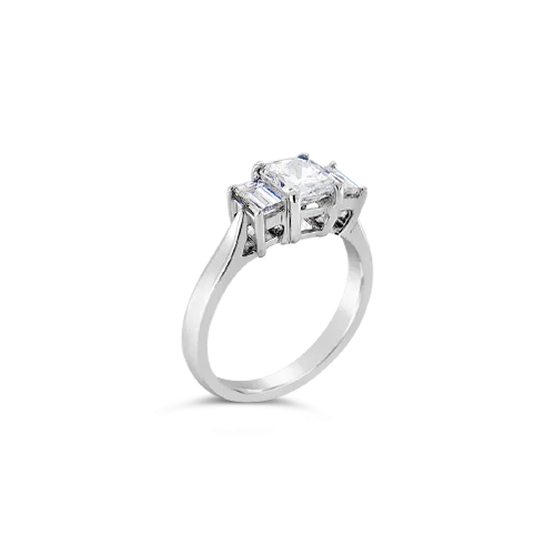 Three Stone Radiant Diamond Engagement Ring