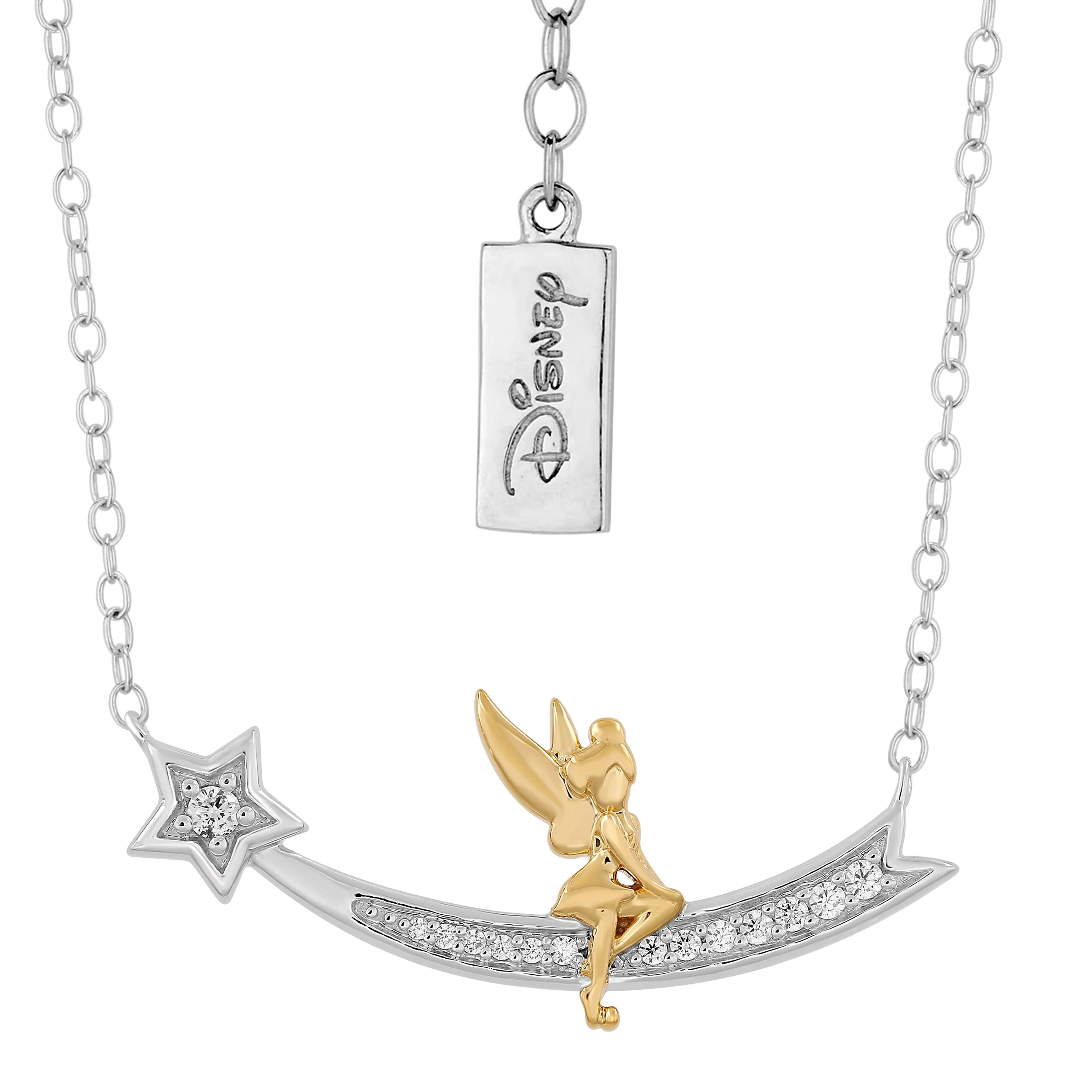 Tinker Bell Shooting Star Necklace with 1/10 cttw Diamonds