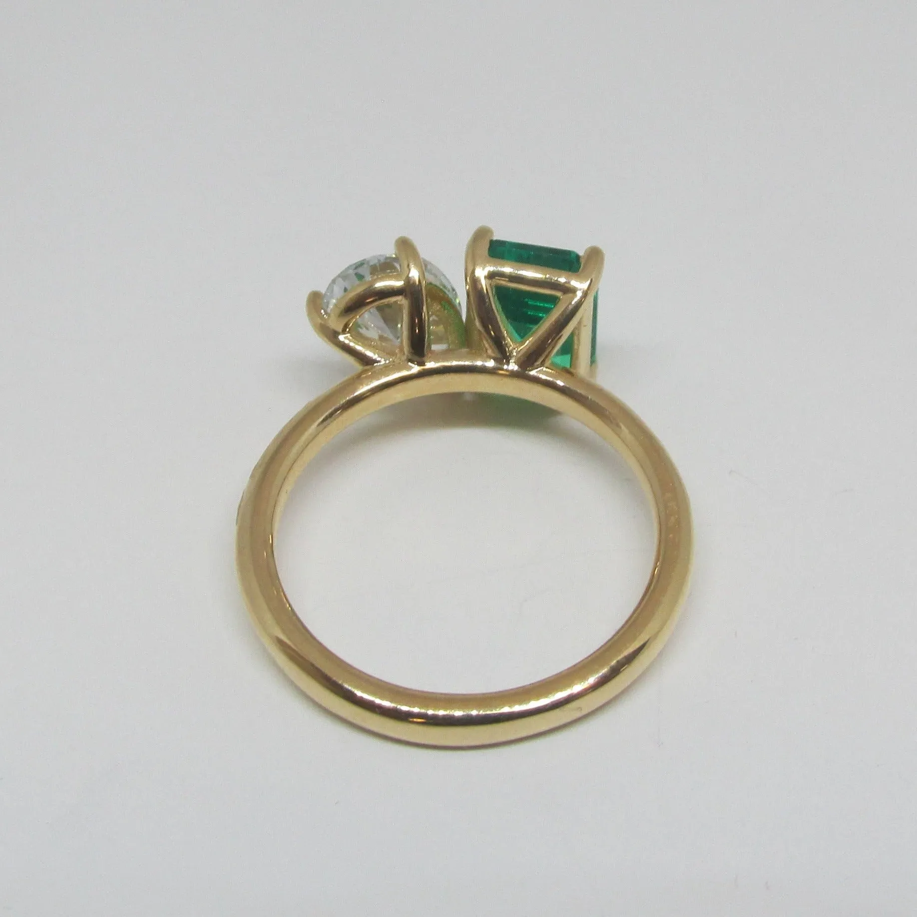 Toi Et Moi Ring Emerald And Diamond 18kt Yellow Gold