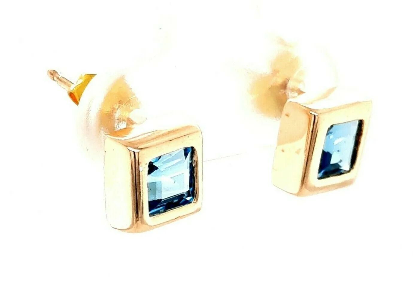 Topaz & 9ct Yellow Gold Stud Earrings Pierced Ears Fine Jewellery