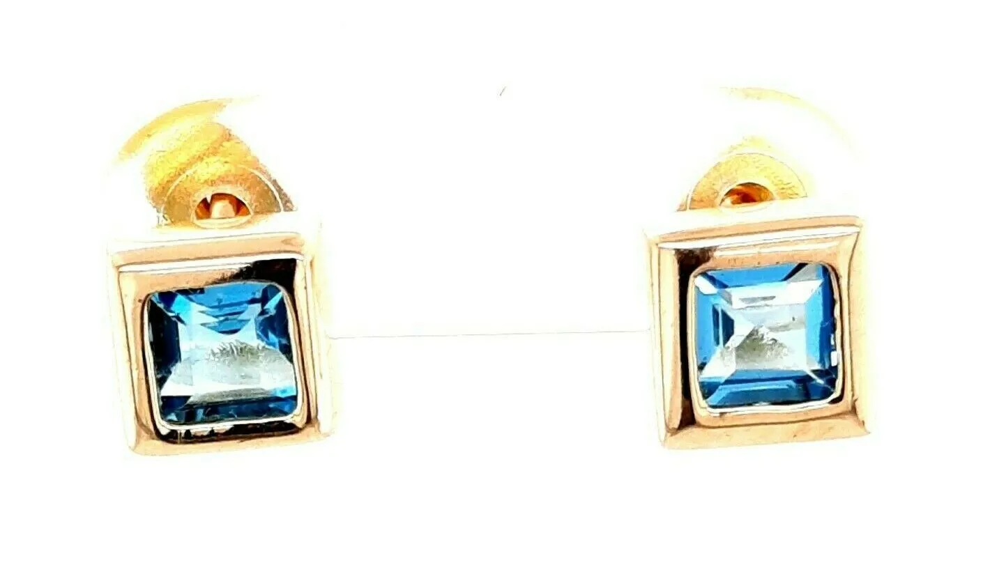 Topaz & 9ct Yellow Gold Stud Earrings Pierced Ears Fine Jewellery