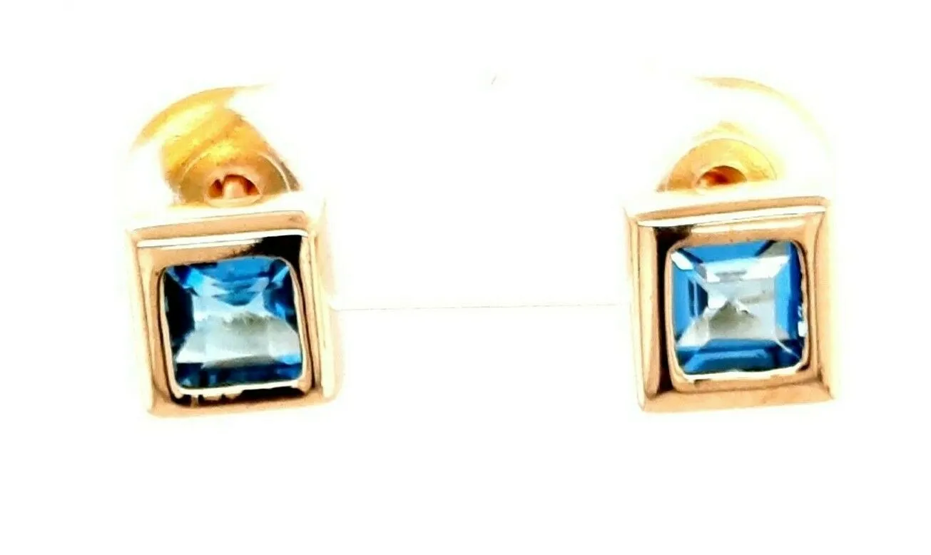 Topaz & 9ct Yellow Gold Stud Earrings Pierced Ears Fine Jewellery