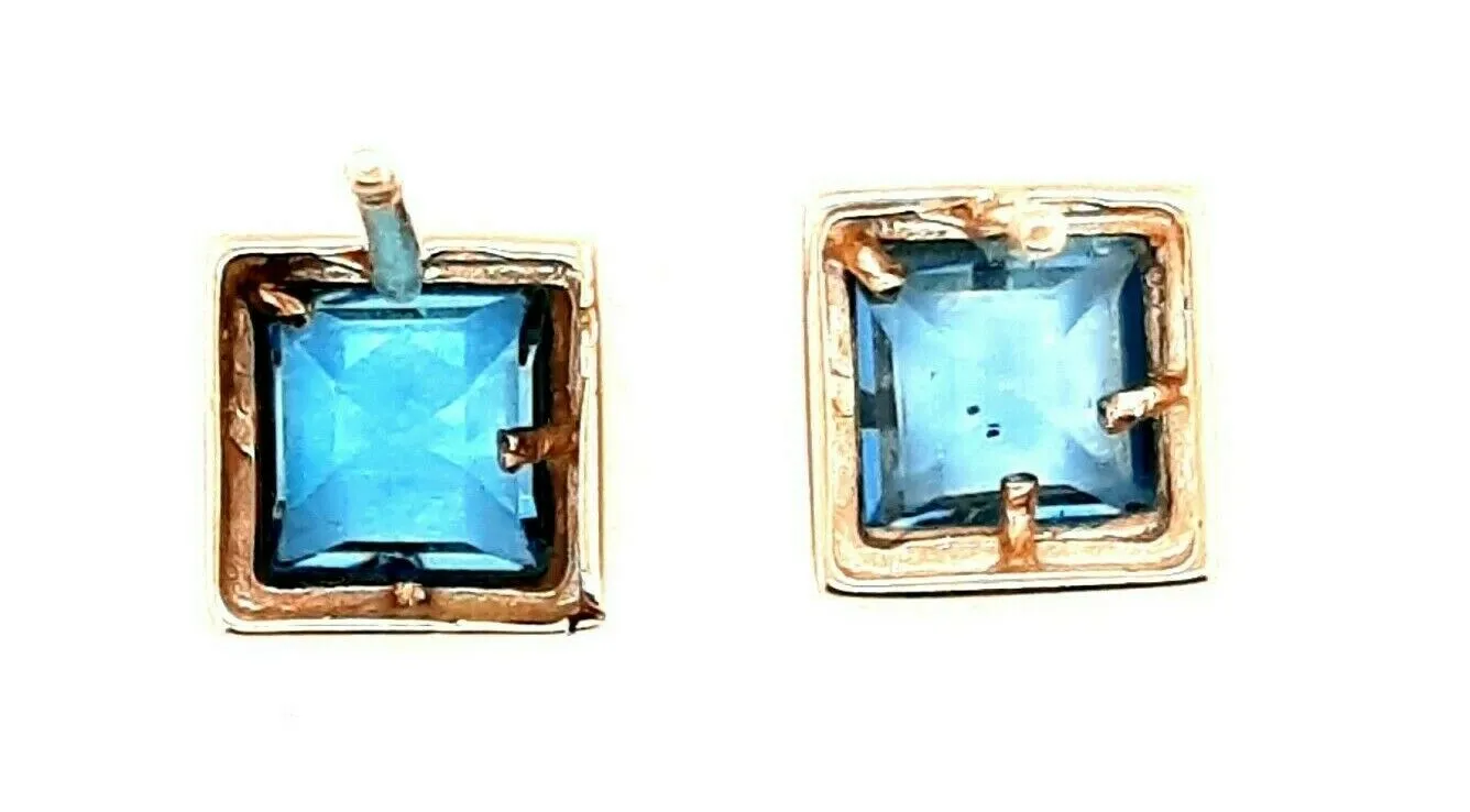 Topaz & 9ct Yellow Gold Stud Earrings Pierced Ears Fine Jewellery