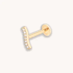 Topaz Wave Piercing Stud 6mm in Solid Gold