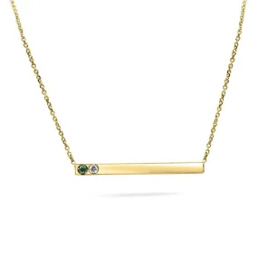 Tori Thin Gold Bar With Diamonds Hand Cut Necklace In 14K Solid Gold