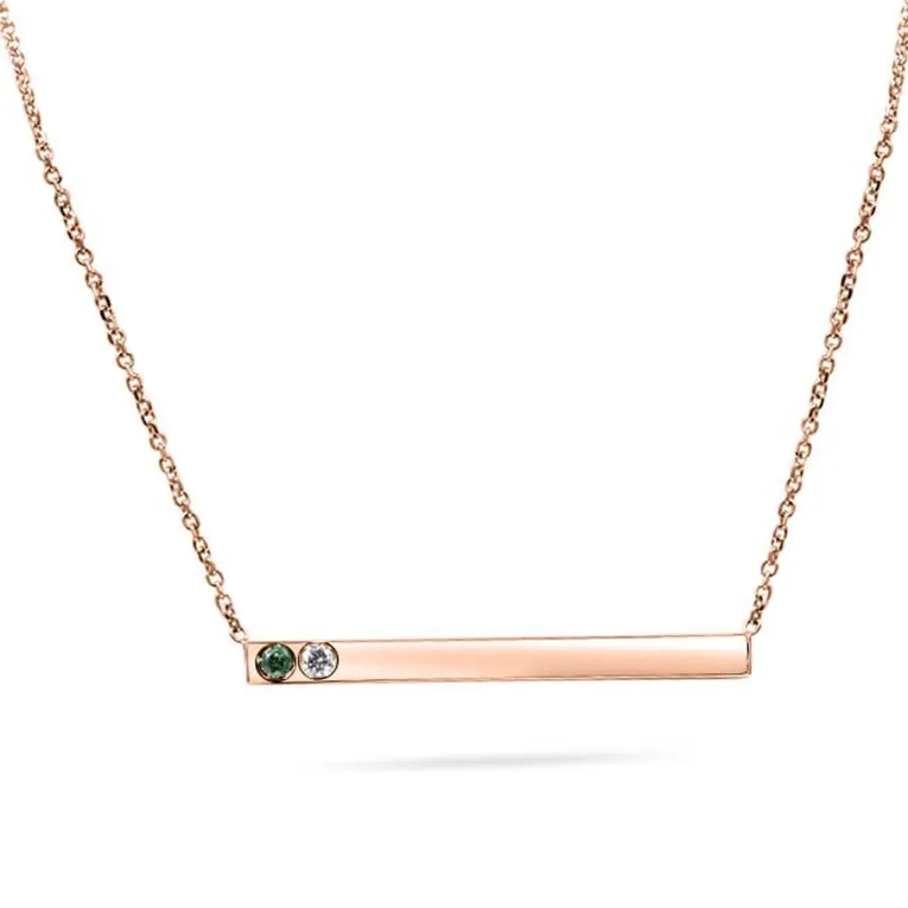 Tori Thin Gold Bar With Diamonds Hand Cut Necklace In 14K Solid Gold