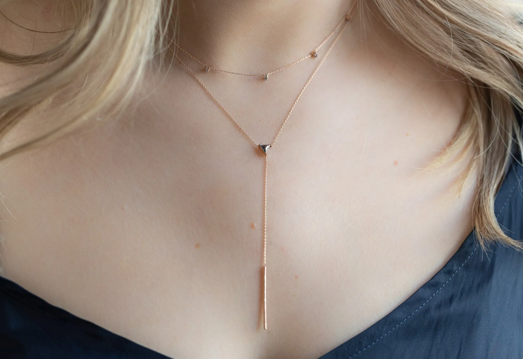 Trillion Diamond Lariat Necklace