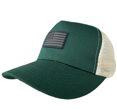 Trucker Hat Green/White with US Flag