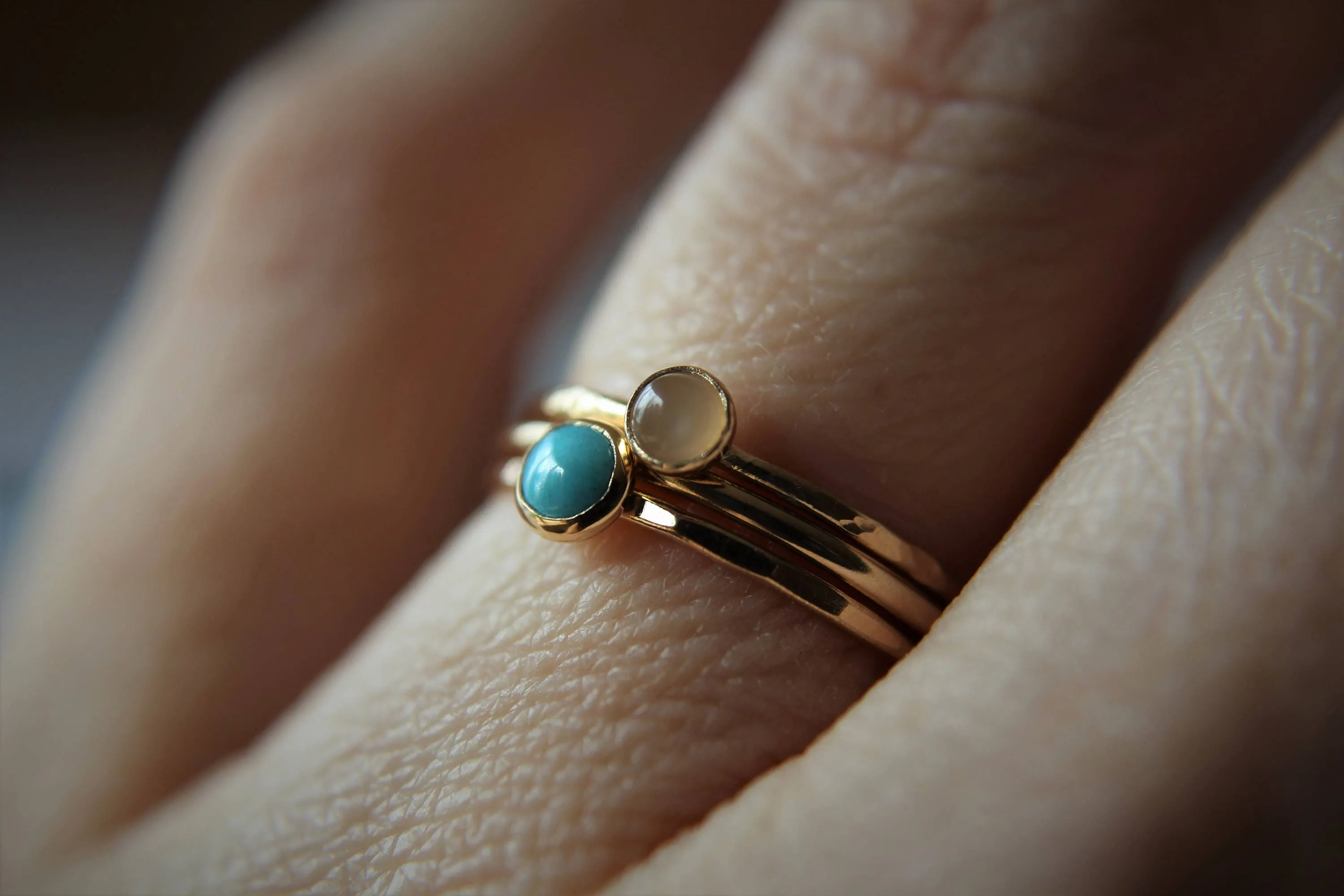 Turquoise Stacking Ring Set, Turquoise  Ring, Natural Gemstone Ring, Turquoise, Turquoise Jewelry, Peach Moonstone Ring, Gold Rings, Gift