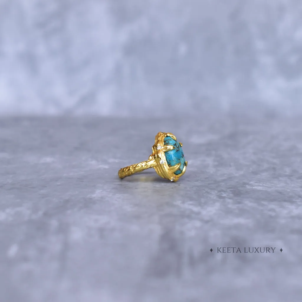 Twiggy Elegance - Copper Turquoise Ring