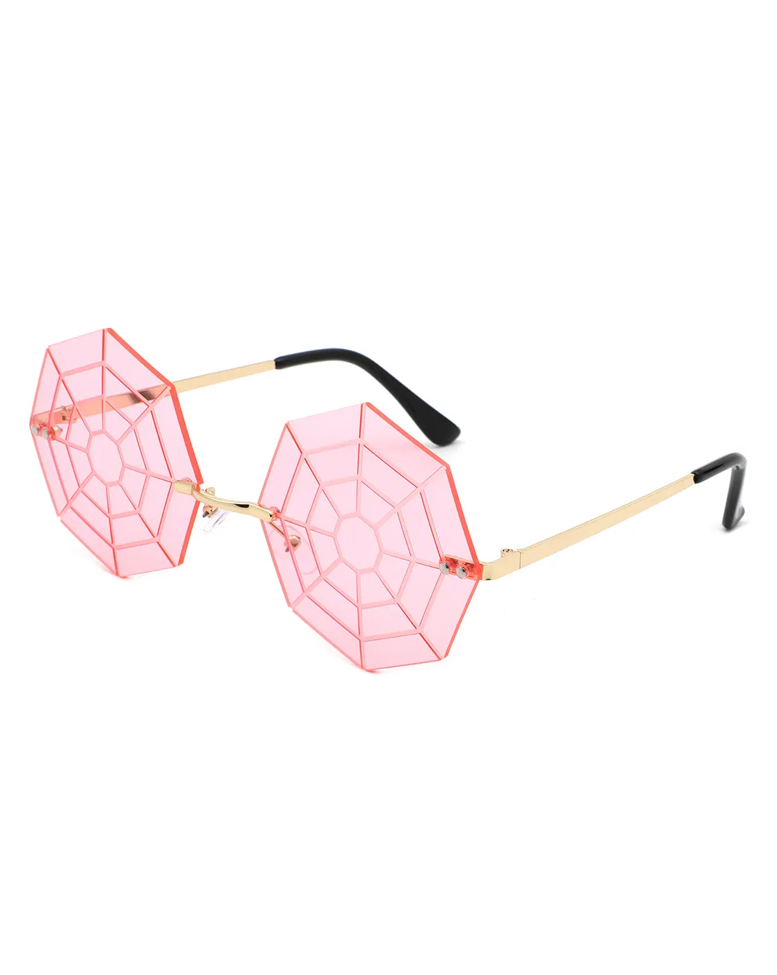 Vaelin - Geometric Spider Web Tinted Colored Round Sunglasses