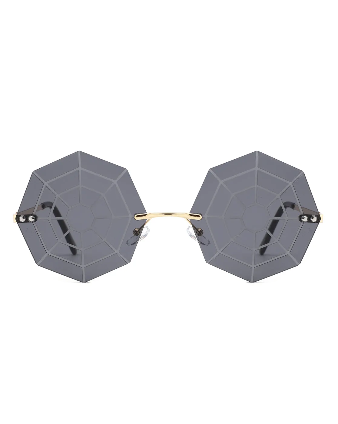 Vaelin - Geometric Spider Web Tinted Colored Round Sunglasses