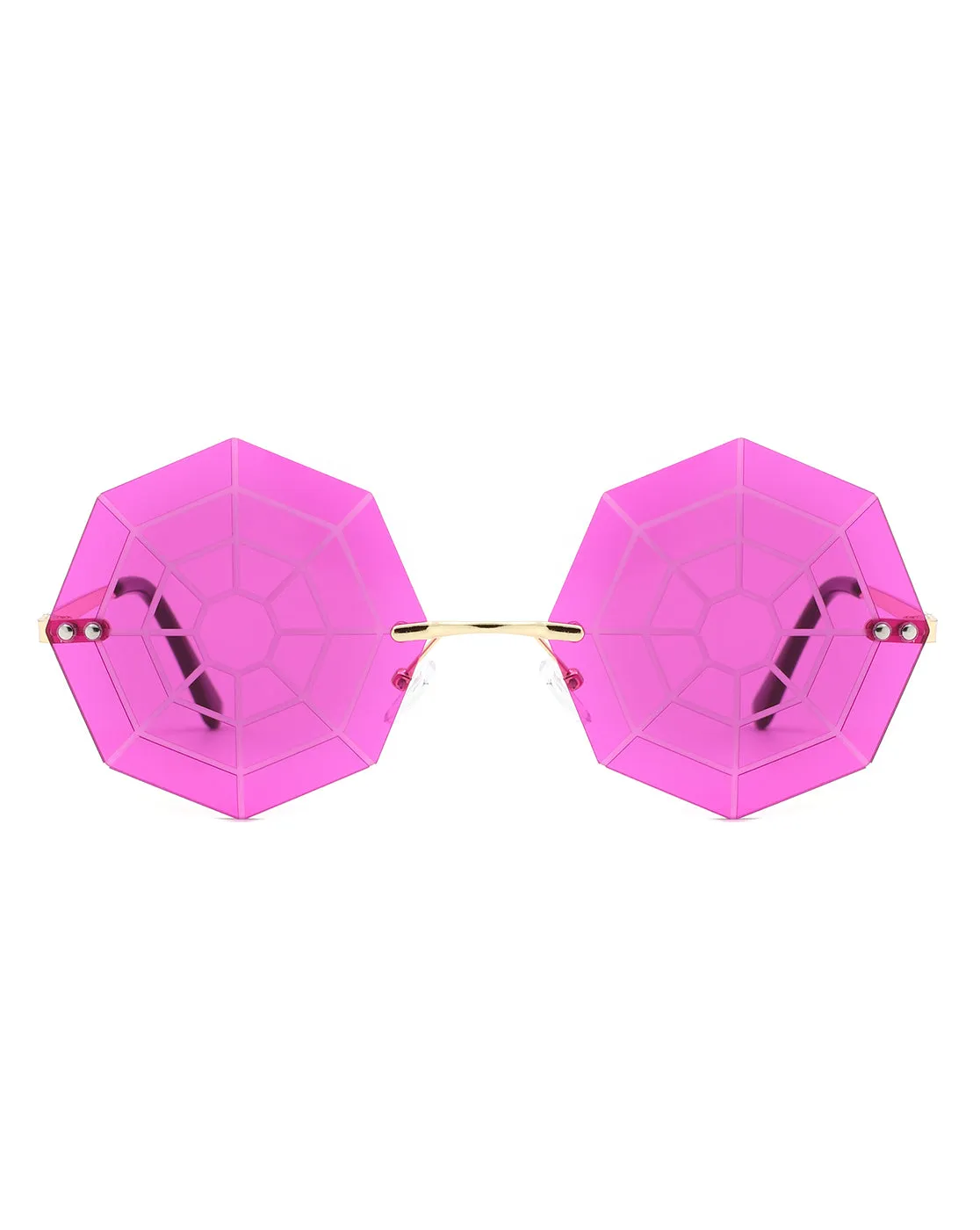 Vaelin - Geometric Spider Web Tinted Colored Round Sunglasses