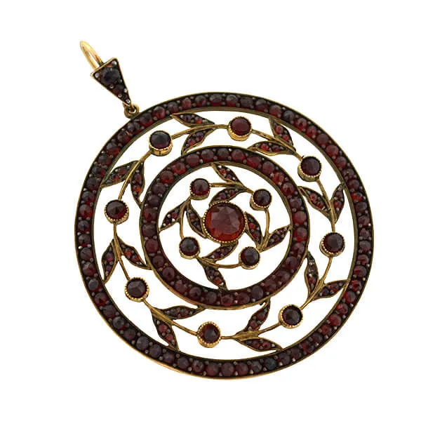 Victorian Huge Gilt & Bohemian Garnet Filigree Pendant