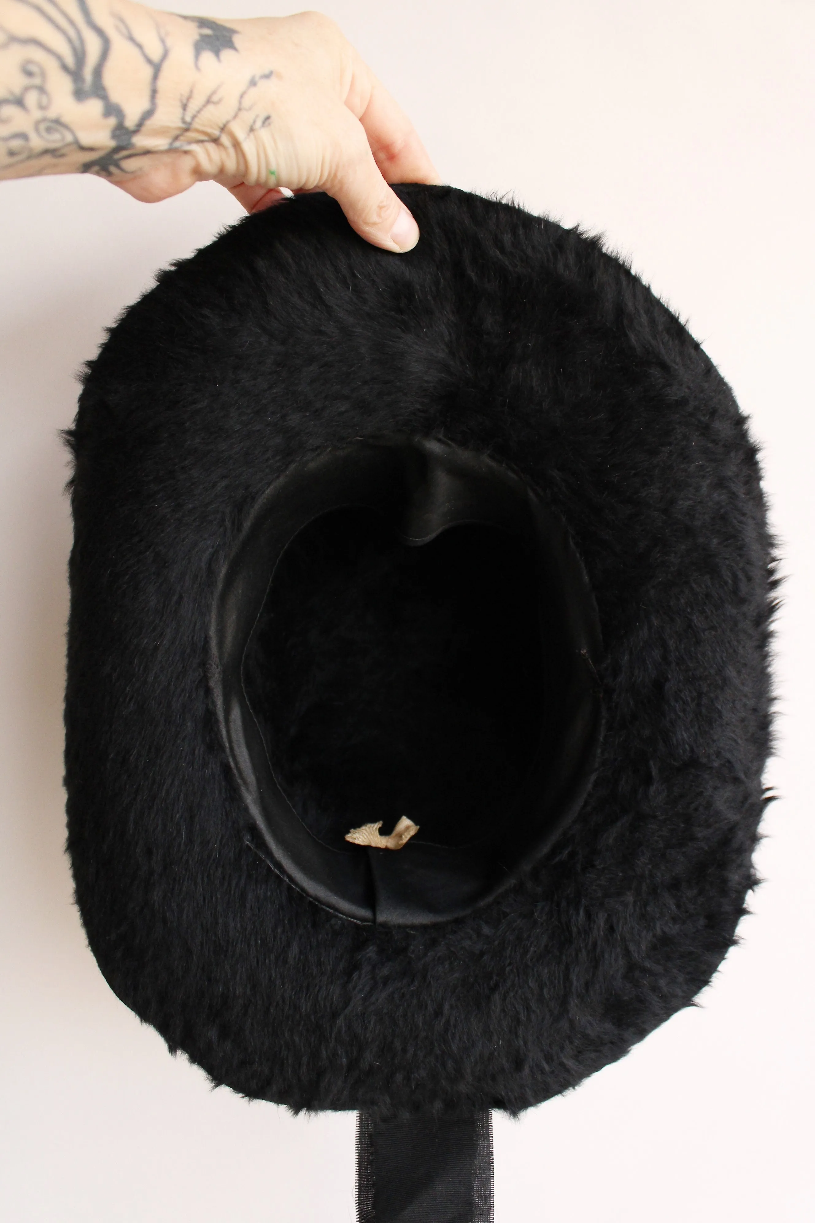 Vintage 1930s 1940s Black Beaverette Hat