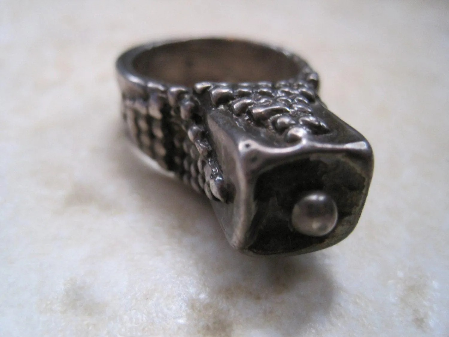 Vintage Bedouin Silver Plated Tower Ring Size 8