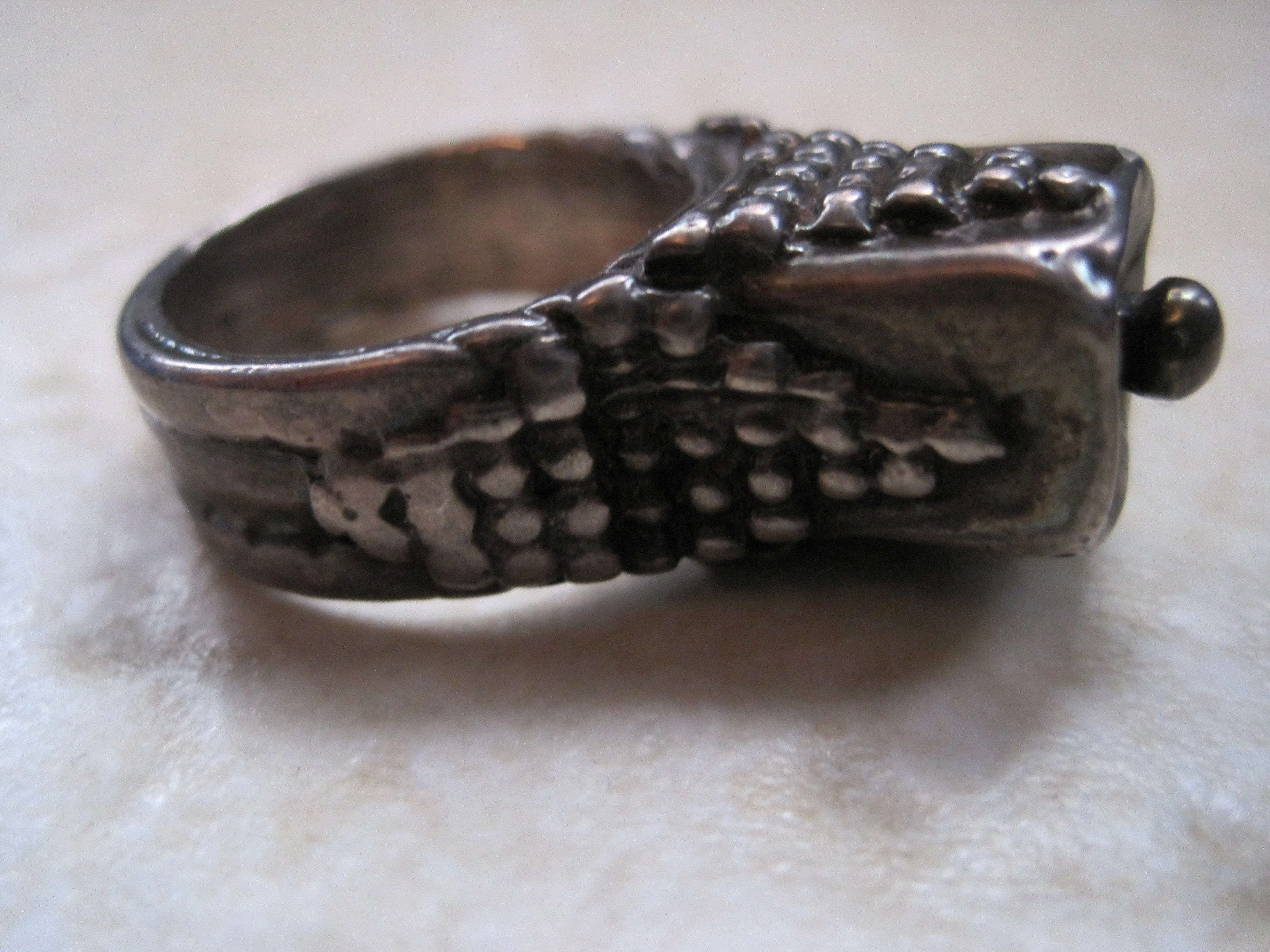 Vintage Bedouin Silver Plated Tower Ring Size 8