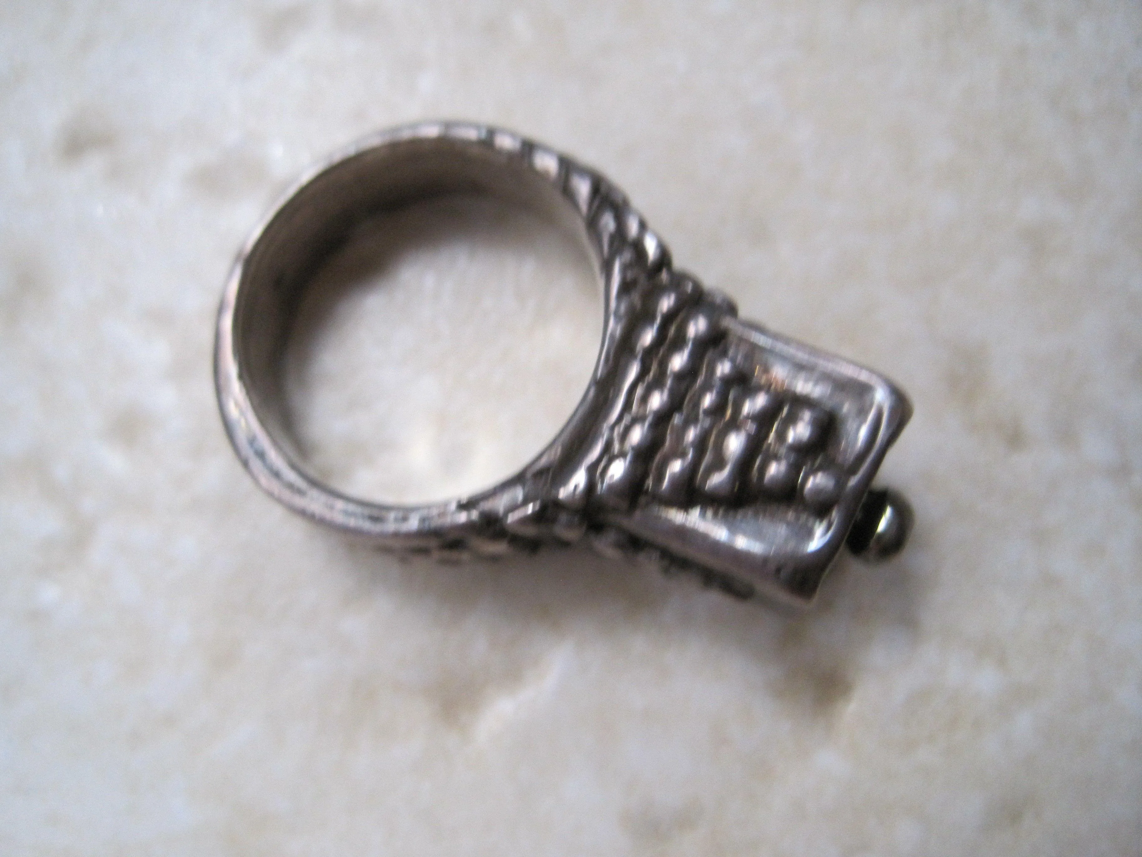 Vintage Bedouin Silver Plated Tower Ring Size 8