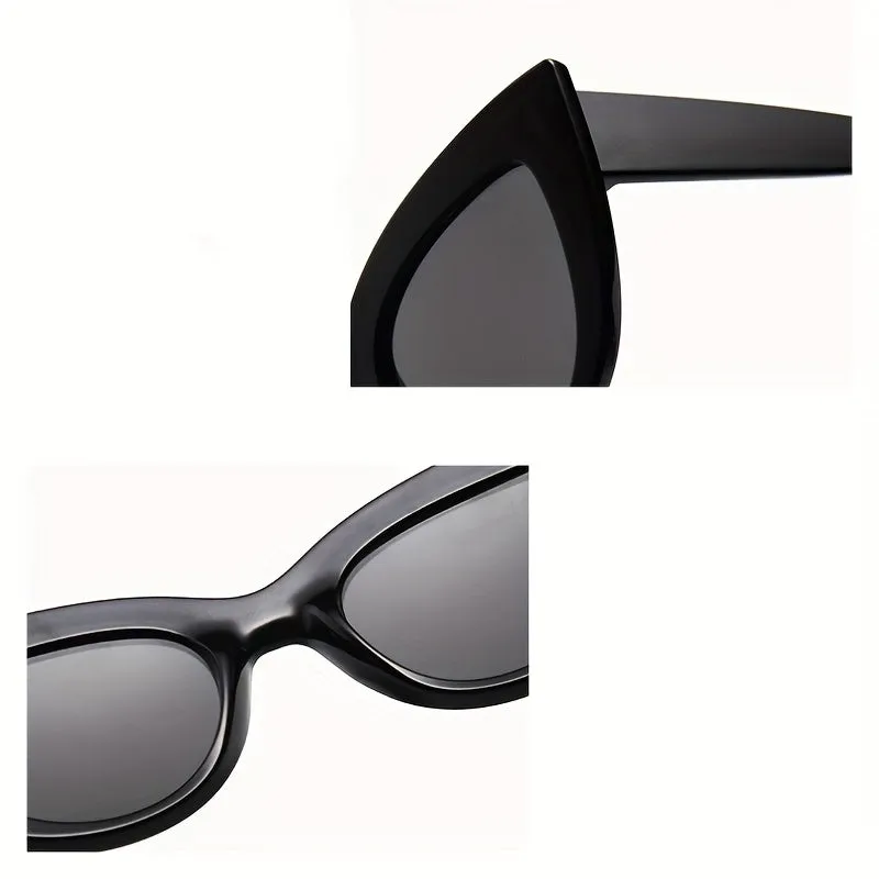 Vintage Black Cat Eye Sunglasses Trendy Oversized Eyewear