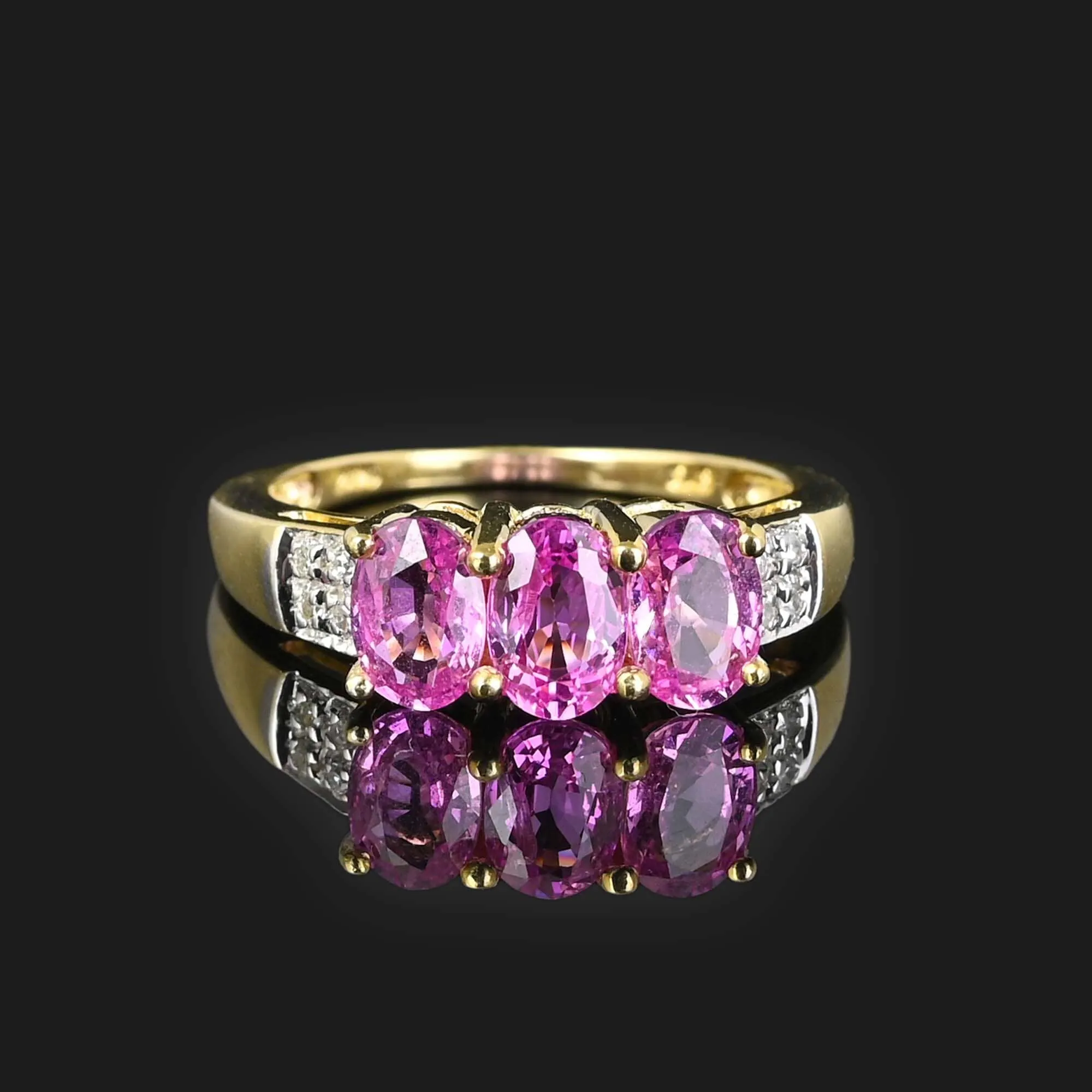 Vintage Diamond Pink Sapphire Ring in 14K Gold