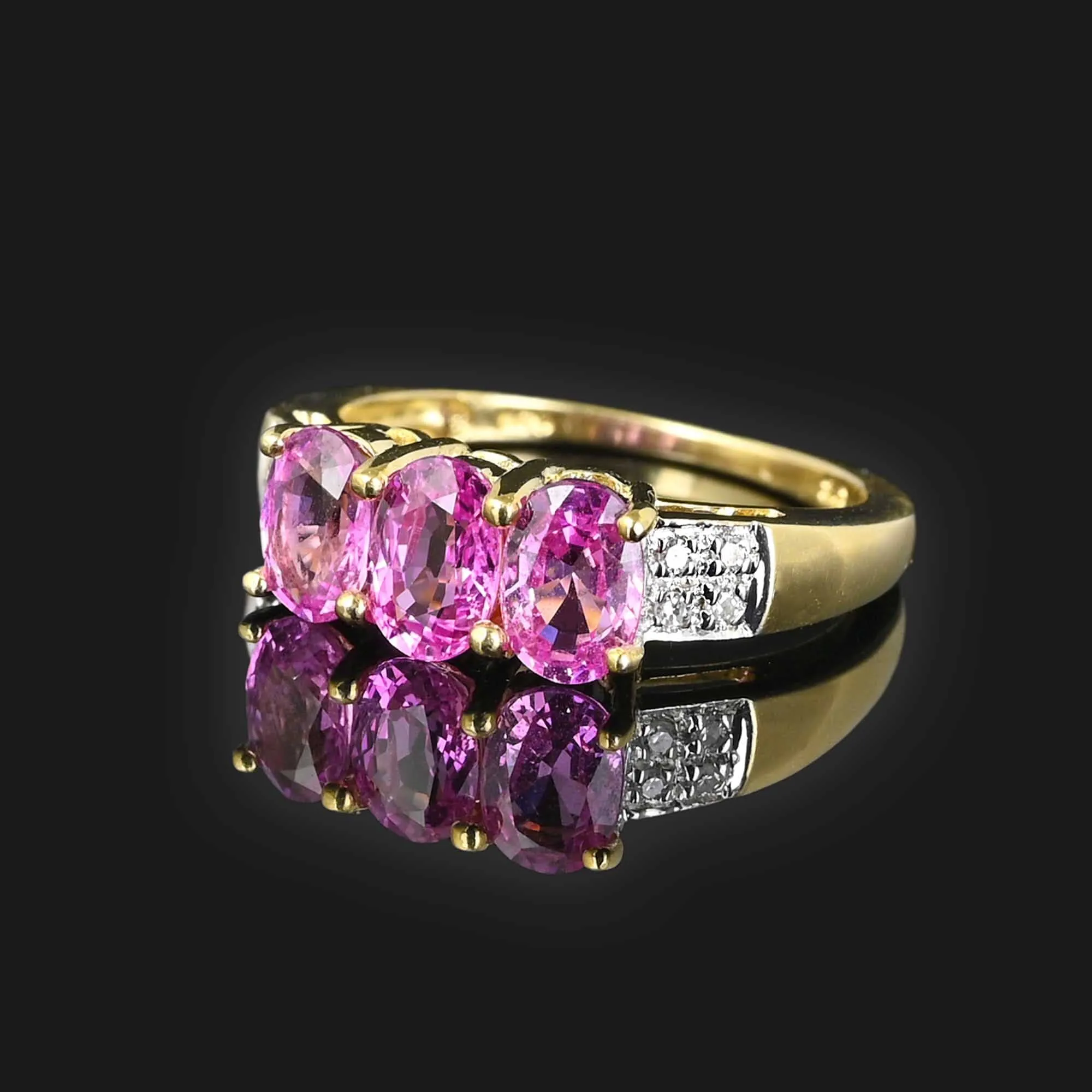 Vintage Diamond Pink Sapphire Ring in 14K Gold