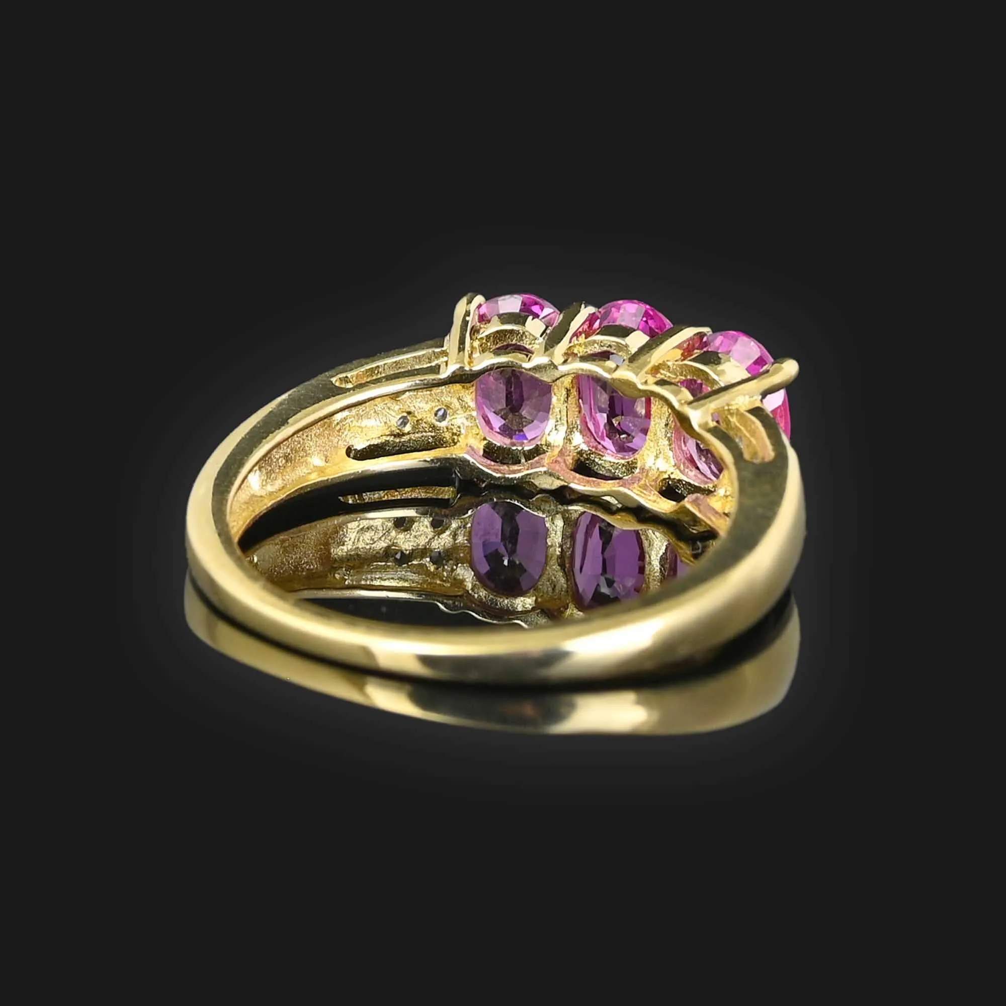 Vintage Diamond Pink Sapphire Ring in 14K Gold